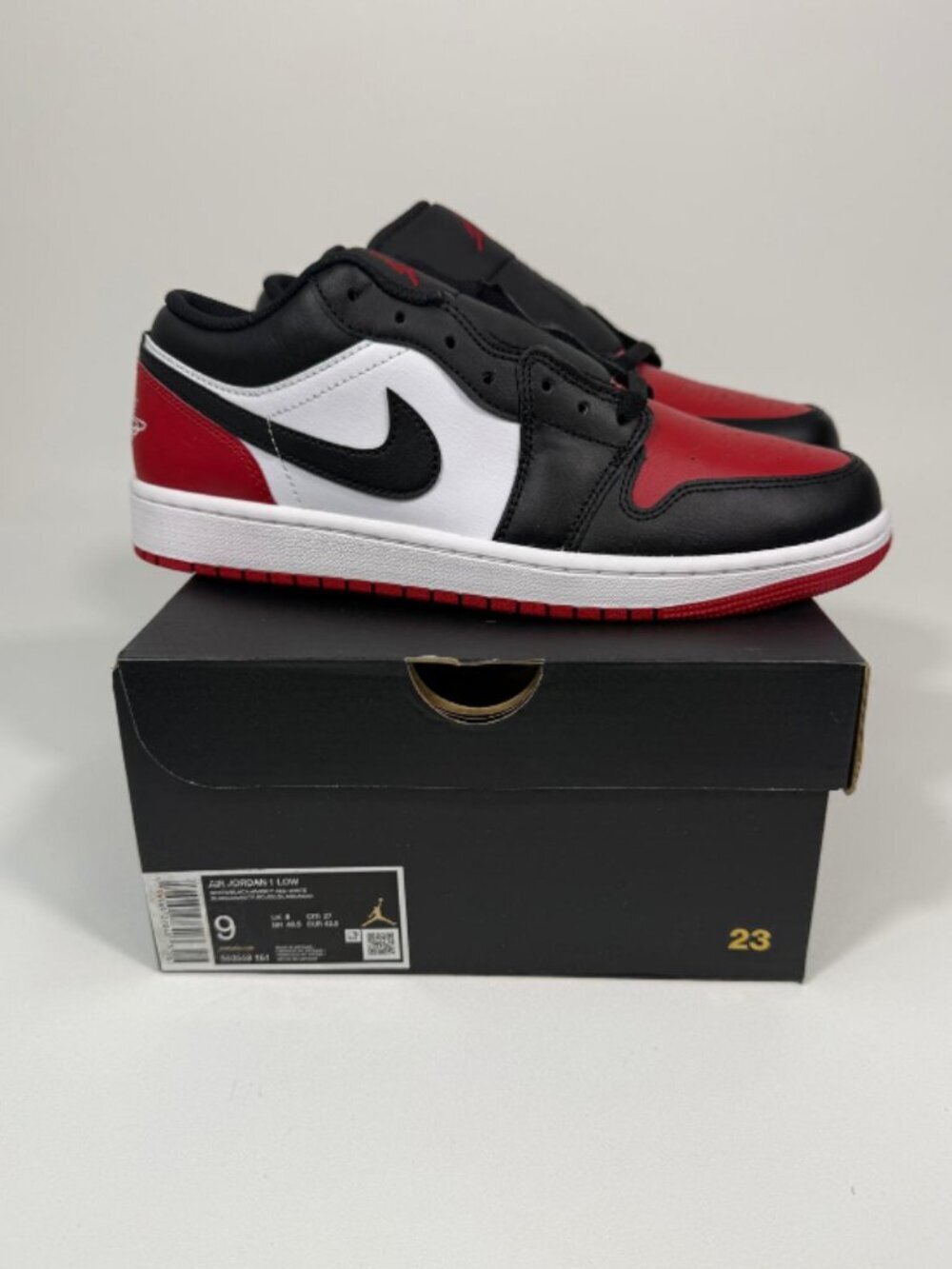 Men Air Jordan 1 Low Sneakers 9 White/Black-Varsity Red-White